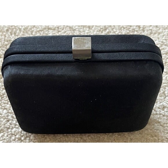 Enzo Angiolini Mini Black Nylon Evening Shoulder Clutch Crossbody Bag Chain Prom - Picture 2 of 8